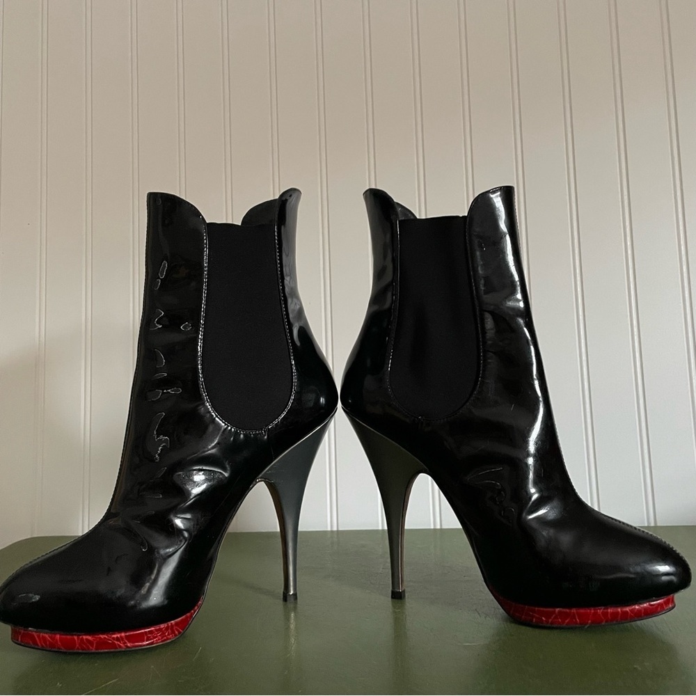 Giuseppe Zanotti Hidden Platform Stilettos in Black Patent Leather w Red *Italy* - Picture 6 of 16